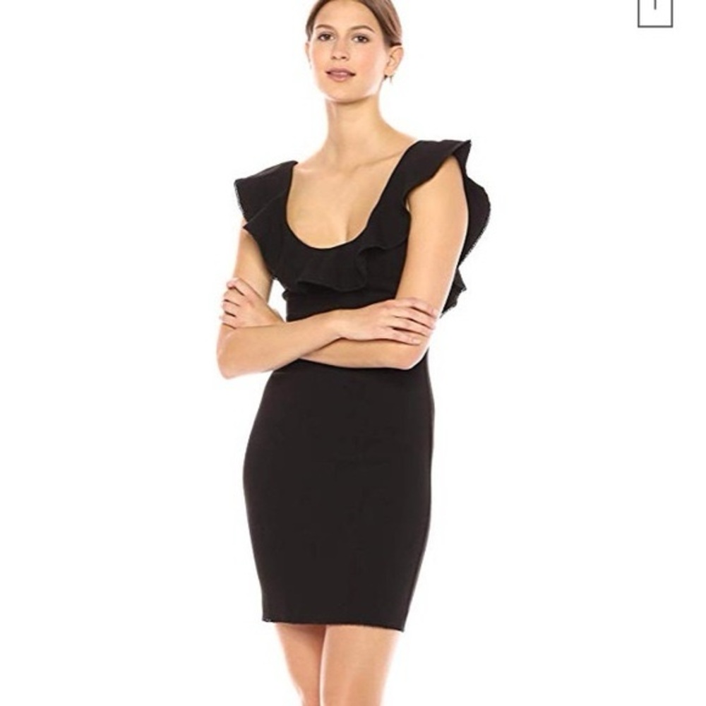 Likely Hollis ruffle‎ front Black Ruffle Mini Dress size 2